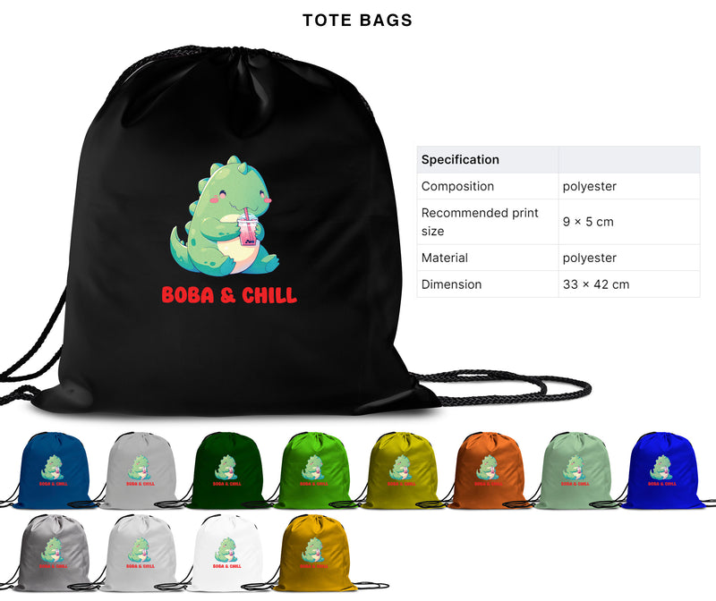 Boba & Chill - Cute T-rex Dinosaur Boba | Editable Text - Custom text shirts, totes and bags