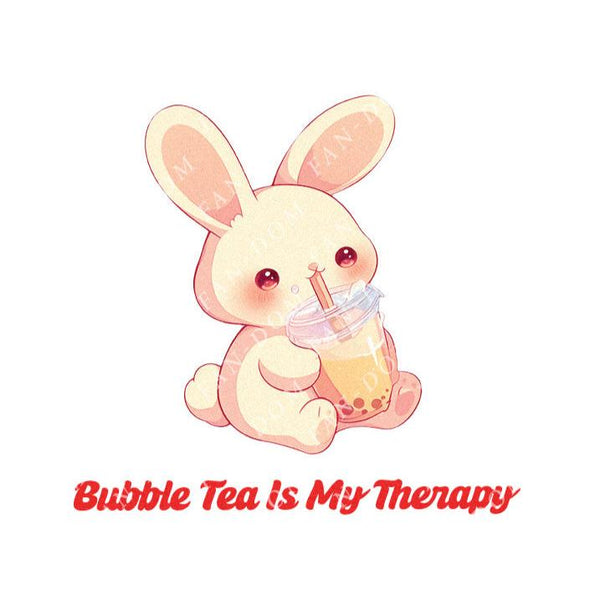 Bubble Tea Is My Therapy - Cute Rabbit Boba Tea | Editable Text - Custom text shirts, totes and bags