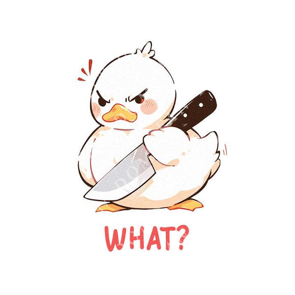 What? - Cute Duck Knife | Editable Text - Custom text shirts, totes and bags