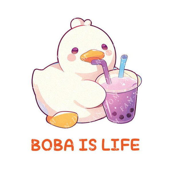 Boba Is Life - Cute Duck Boba | Editable Text - Custom text shirts, totes and bags