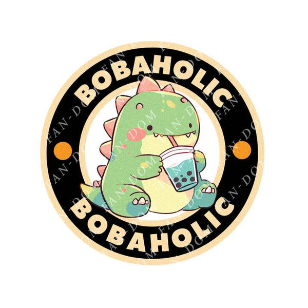 Bobaholic - Cute T-rex Dinosaur Boba | Editable Text - Custom text shirts, totes and bags