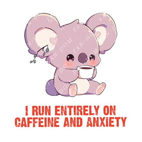 I Run Entirely On Caffeine And Anger - Cute Koala Coffee | Editable Text - Custom text shirts, totes and bags