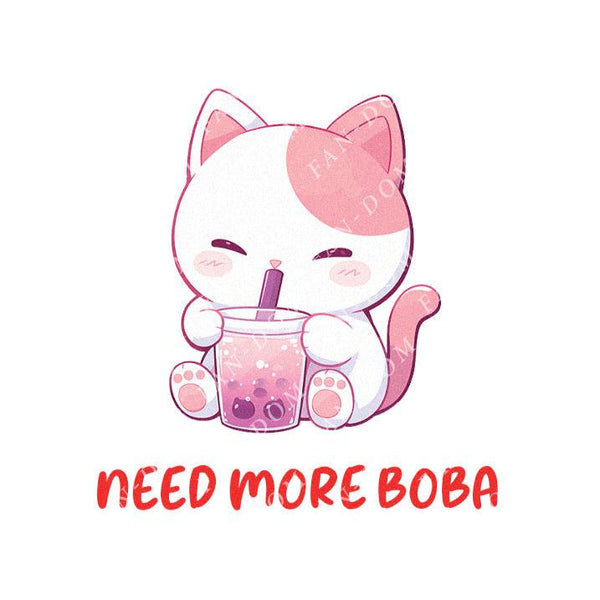 Need More Boba - Cute Cat Boba Tea | Editable Text - Custom text shirts, totes and bags