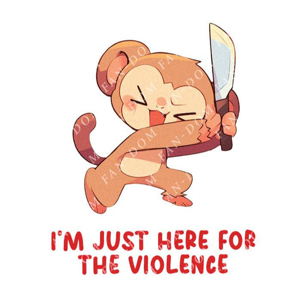 I'm Just Here For The Violence - Cute Monkey Knife | Editable Text - Custom text shirts, totes and bags