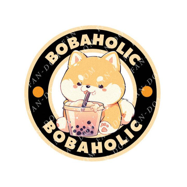 Bobaholic - Cute Dog Boba | Editable Text - Custom text shirts, totes and bags