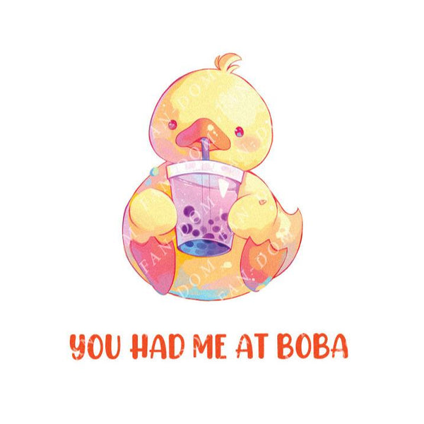 You Had Me At Boba - Cute Duck Boba | Editable Text - Custom text shirts, totes and bags