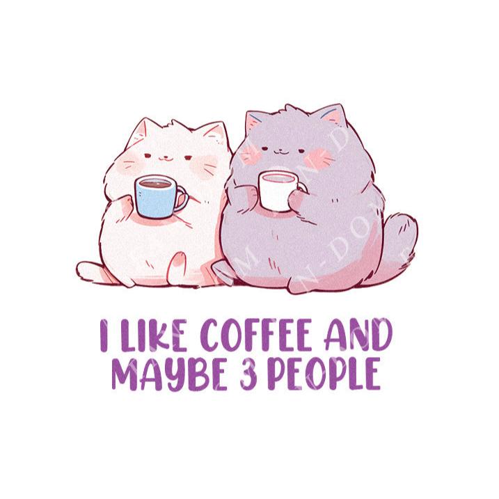 I Like Coffee And Maybe 3 People - Cute Cat Coffee | Editable Text - Custom text shirts, totes and bags