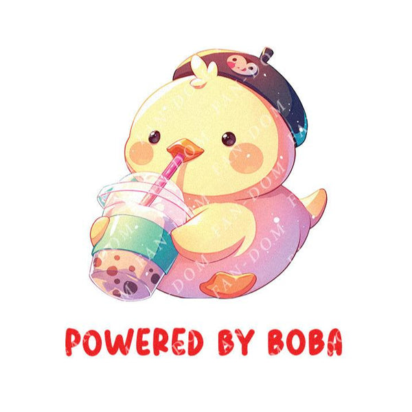 Powered By Boba - Cute Duck Boba | Editable Text - Custom text shirts, totes and bags