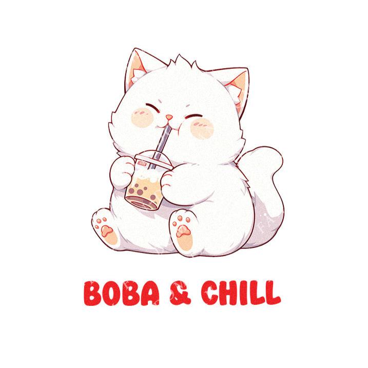 Boba And Chill - Cute Cat Boba Tea | Editable Text - Custom text shirts, totes and bags