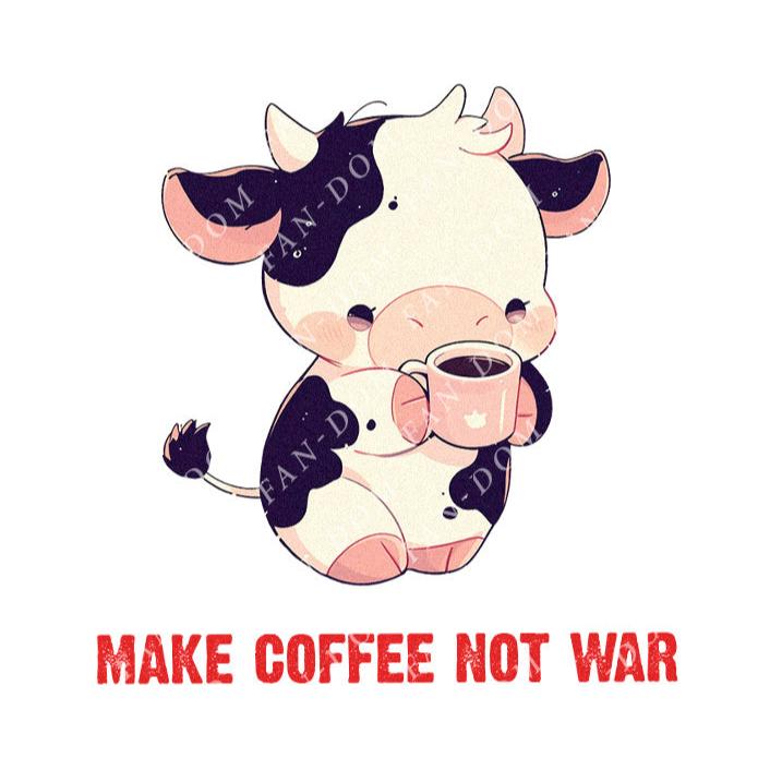 Make Coffee Not War- Cute Cow Coffee | Editable Text - Custom text shirts, totes and bags