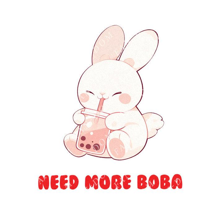 Need More Boba - Cute Rabbit Boba Tea | Editable Text - Custom text shirts, totes and bags