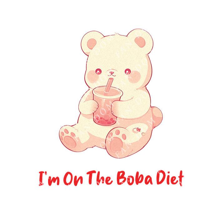 I'm On The Boba Diet - Cute Bear Boba Tea | Editable Text - Custom text shirts, totes and bags