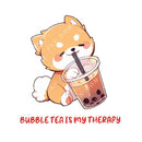 Bubble Tea Is My Therapy - Cute Dog Boba | Editable Text - Custom text shirts, totes and bags