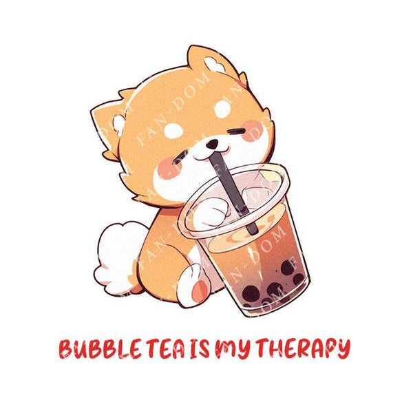 Bubble Tea Is My Therapy - Cute Dog Boba | Editable Text - Custom text shirts, totes and bags