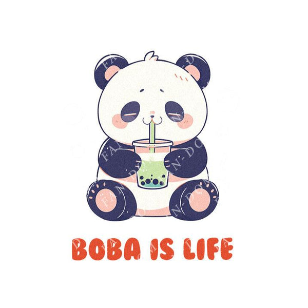 Boba Is Life - Cute Panda Boba | Editable Text - Custom text shirts, totes and bags