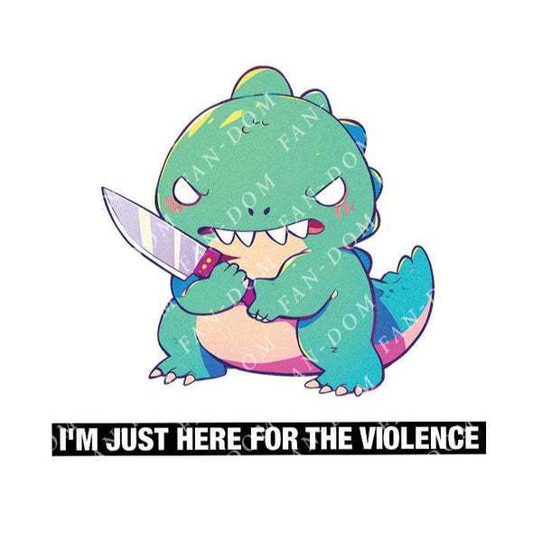 I'm Just Here For The Violence  - Cute T-Rex Dinosaur Knife | Editable Text - Custom text shirts, totes and bags