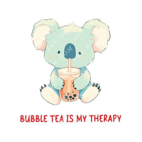 Bubble Tea Is My Therapy - Cute Koala Boba Tea | Editable Text - Custom text shirts, totes and bags