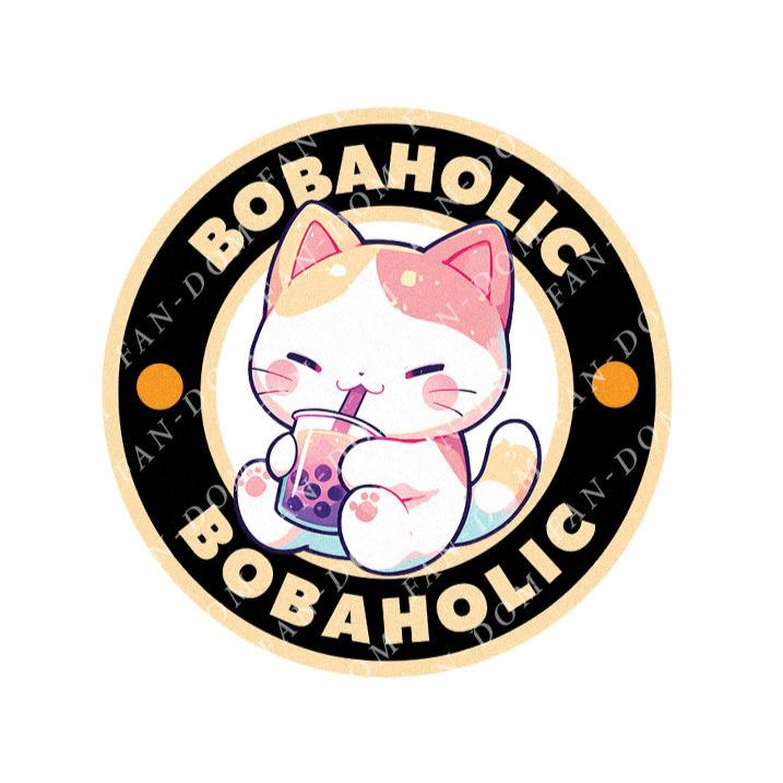 Bobaholic - Cute Cat Boba Tea | Editable Text - Custom text shirts, totes and bags