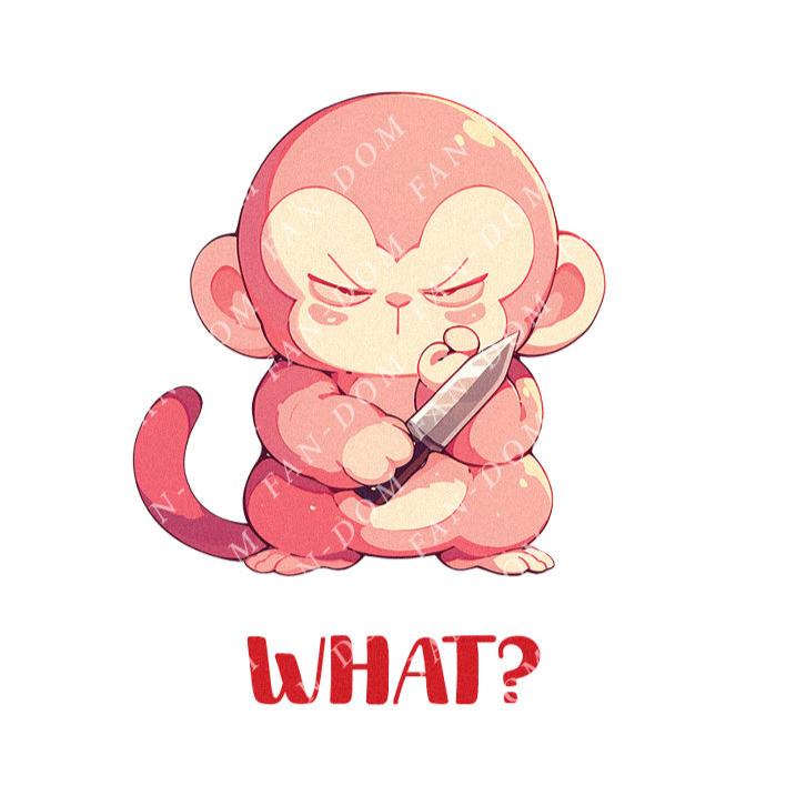 What? - Cute Monkey Knife | Editable Text - Custom text shirts, totes and bags