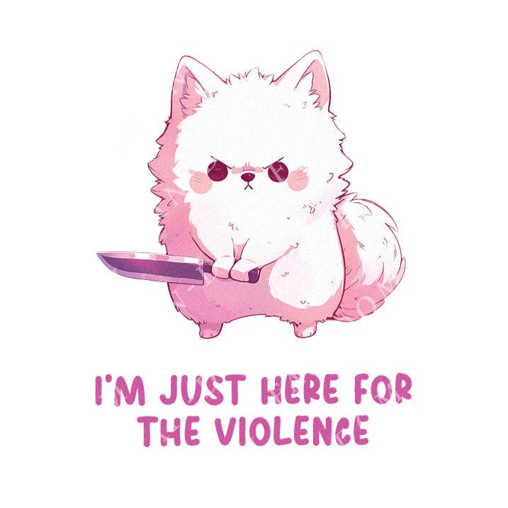 I'm Just Here For The Violence - Cute Dog Knife | Editable Text - Custom text shirts, totes and bags