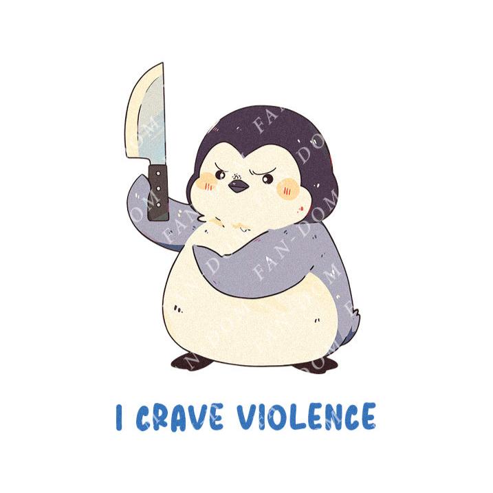 I Crave Violence - Cute Penguin Knife | Editable Text - Custom text shirts, totes and bags