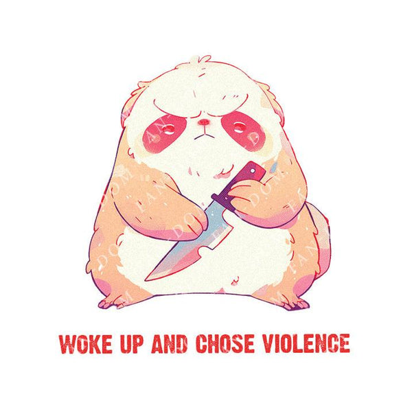 Woke Up And Chose Violence - Cute Sloth Knife | Editable Text - Custom text shirts, totes and bags