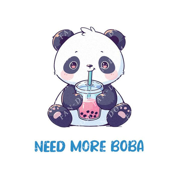 Need More Boba - Cute Panda Boba | Editable Text - Custom text shirts, totes and bags