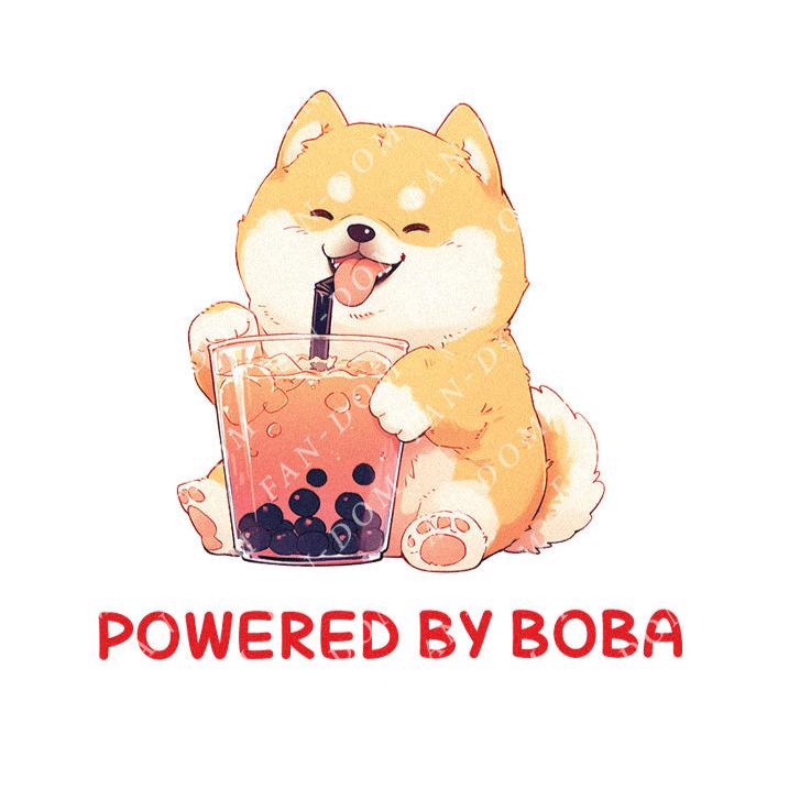 Powered By Boba - Cute Dog Boba | Editable Text - Custom text shirts, totes and bags