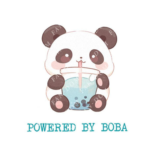 Powered By Boba - Cute Panda Boba | Editable Text - Custom text shirts, totes and bags