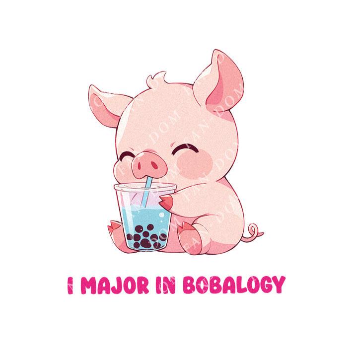 I Major In Bobalogy - Cute Pig Boba Tea | Editable Text - Custom text shirts, totes and bags