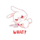 What? - Cute Rabbit  Knife | Editable Text - Custom text shirts, totes and bags