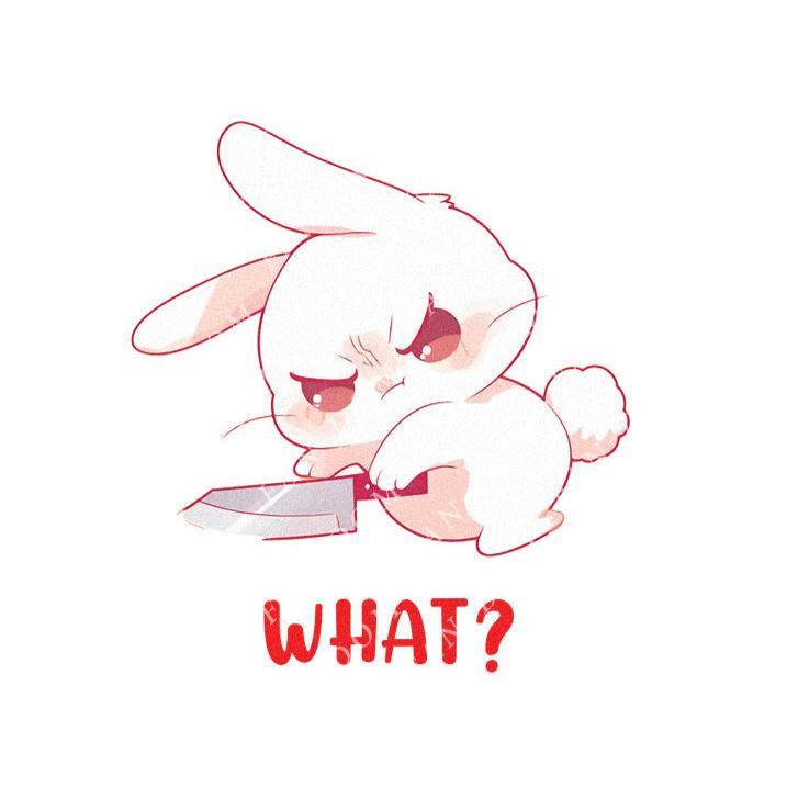 What? - Cute Rabbit  Knife | Editable Text - Custom text shirts, totes and bags