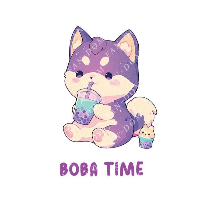 Boba Time - Cute Dog Boba | Editable Text - Custom text shirts, totes and bags