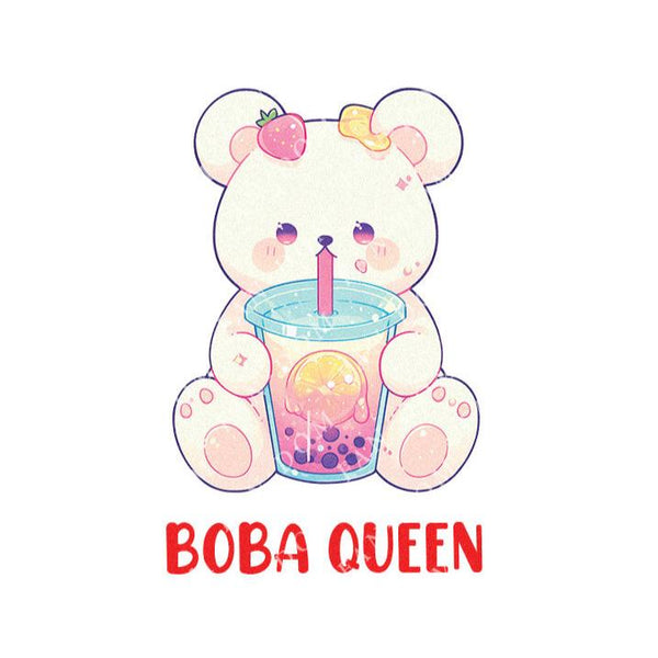 Boba Queen - Cute Bear Boba Tea | Editable Text - Custom text shirts, totes and bags