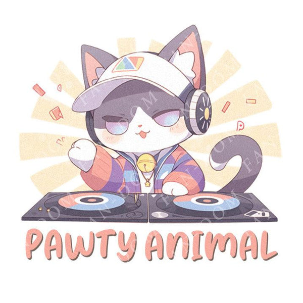 Pawty Animal - Dj Cat | Editable Text - Custom text shirts, totes and bags