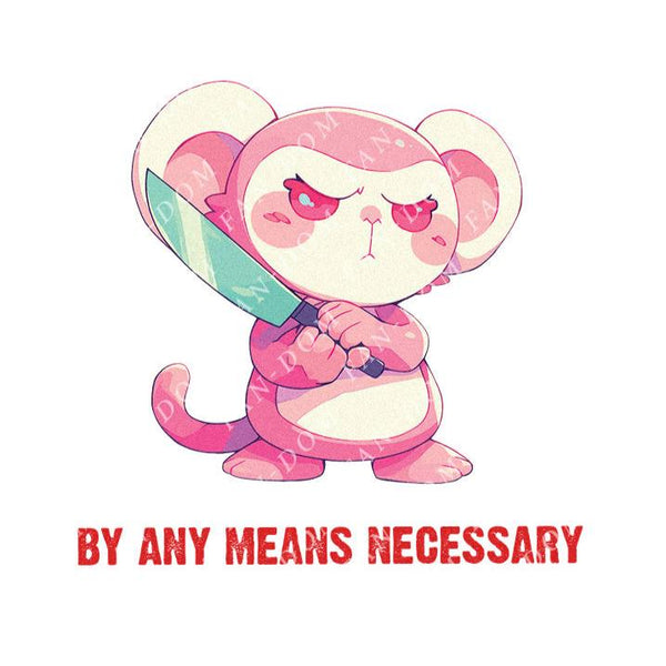 By Any Means Necessary - Cute Monkey Knife | Editable Text - Custom text shirts, totes and bags