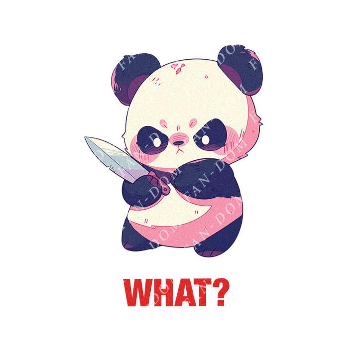 What? - Cute Panda Knife | Editable Text - Custom text shirts, totes and bags