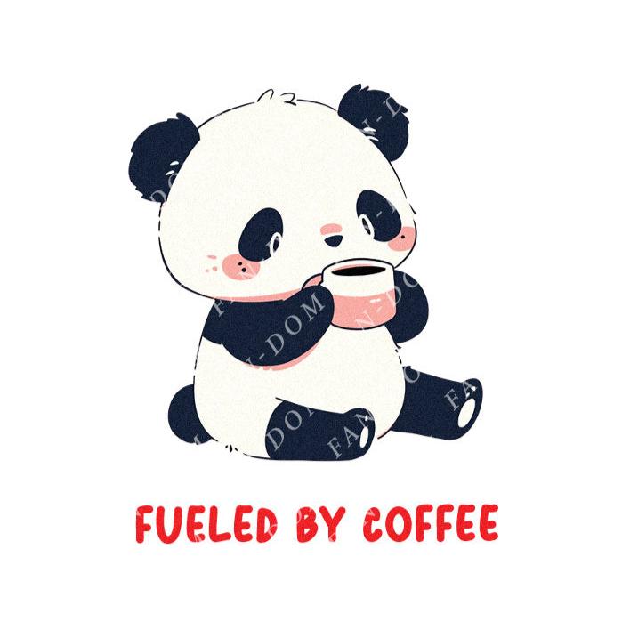 Fueled By Coffee - Cute Panda Coffee | Editable Text - Custom text shirts, totes and bags