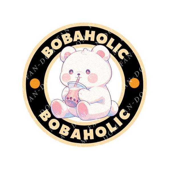 Bobaholic - Cute Bear Boba Tea | Editable Text - Custom text shirts, totes and bags