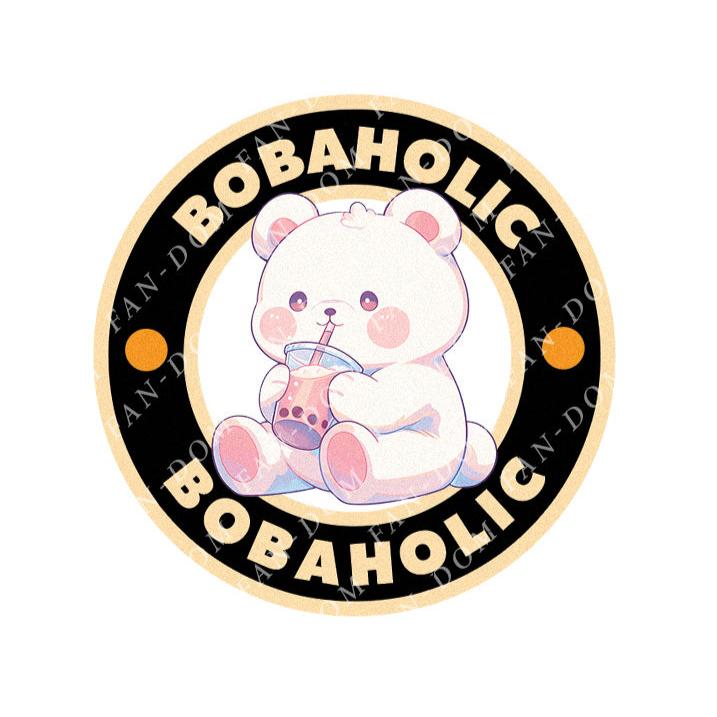 Bobaholic - Cute Bear Boba Tea | Editable Text - Custom text shirts, totes and bags