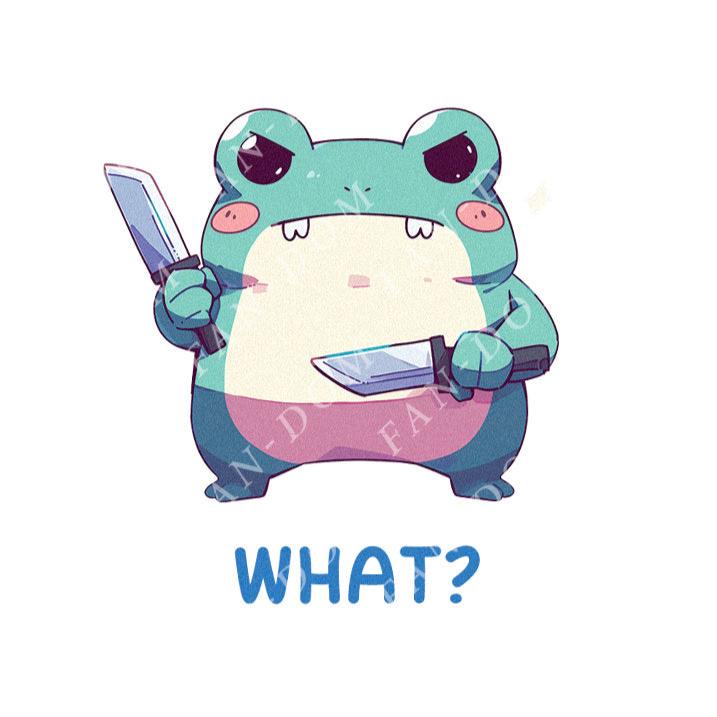 What? - Cute Frog Knife | Editable Text - Custom text shirts, totes and bags