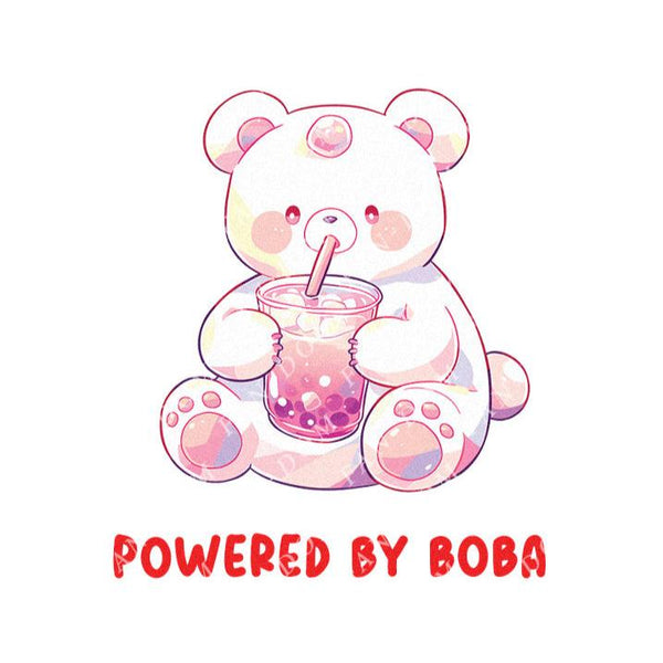 Powered By Boba - Cute Bear Boba Tea | Editable Text - Custom text shirts, totes and bags