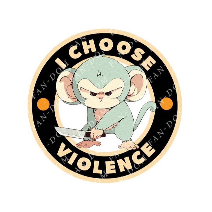 I Choose Violence Badge - Cute Monkey Knife | Editable Text - Custom text shirts, totes and bags