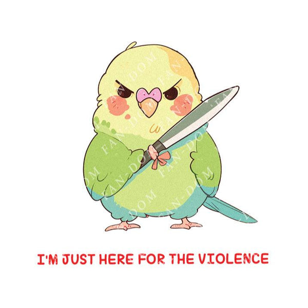 I'm Just Here For The Violence - Cute Parrot Knife | Editable Text - Custom text shirts, totes and bags