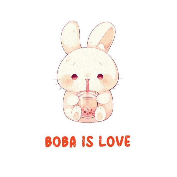 Boba Is Love - Cute Rabbit Boba Tea | Editable Text - Custom text shirts, totes and bags