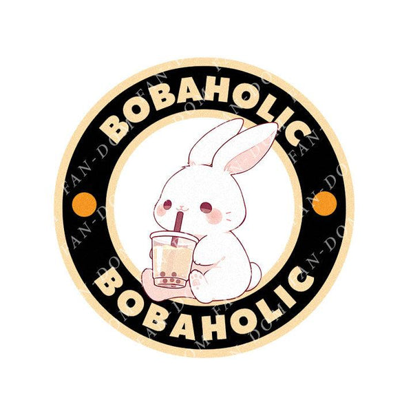 Bobaholic - Cute Rabbit Boba Tea | Editable Text - Custom text shirts, totes and bags