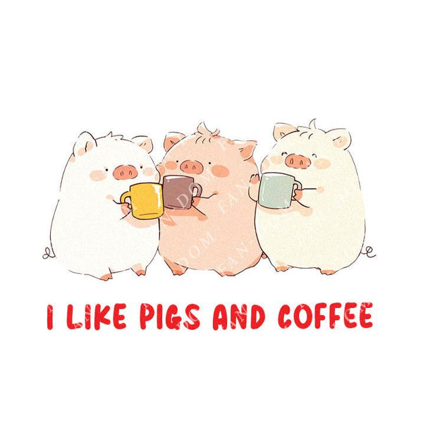 I Like Pigs And Coffee - Cute Pig Coffee | Editable Text - Custom text shirts, totes and bags