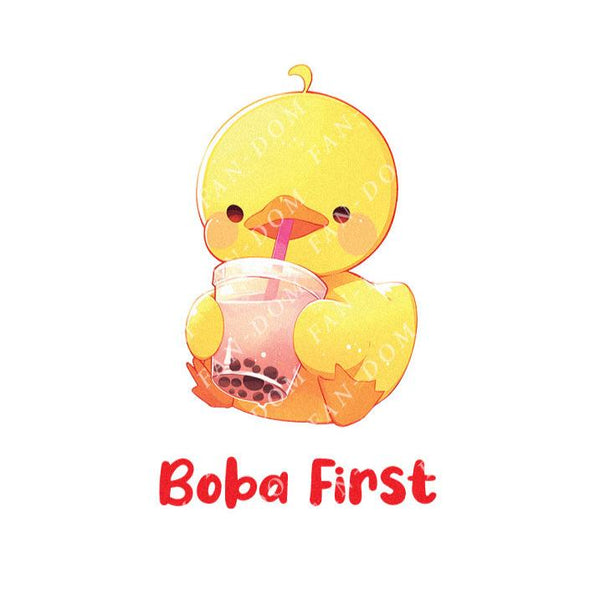 Boba First - Cute Duck Boba | Editable Text - Custom text shirts, totes and bags