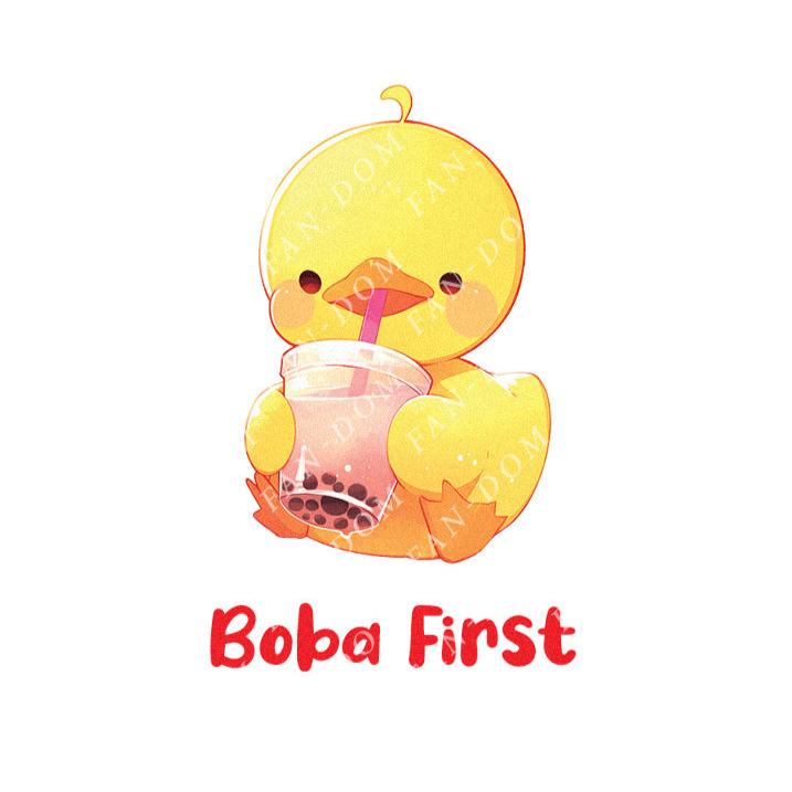 Boba First - Cute Duck Boba | Editable Text - Custom text shirts, totes and bags