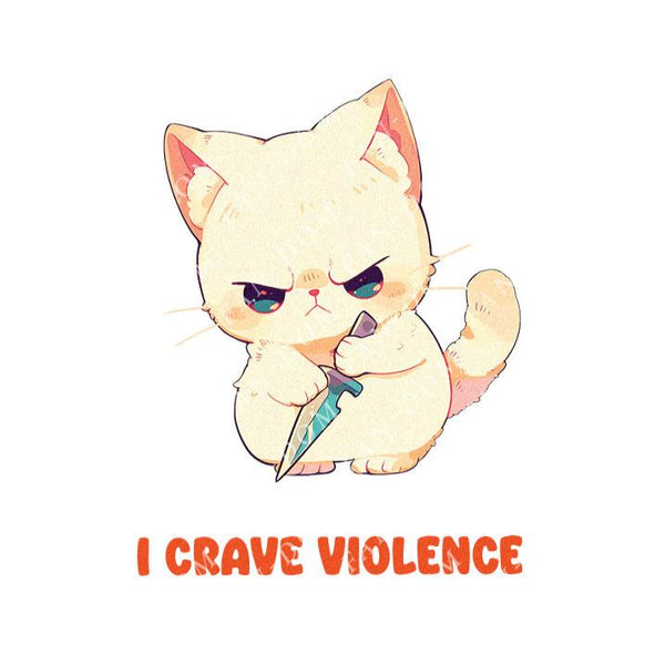 I Crave Violence - Cute Cat Knife | Editable Text - Custom text shirts, totes and bags